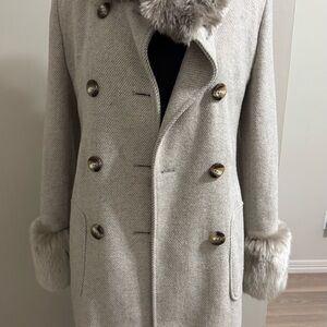 Gray Wool Double-Breasted Women's Coat